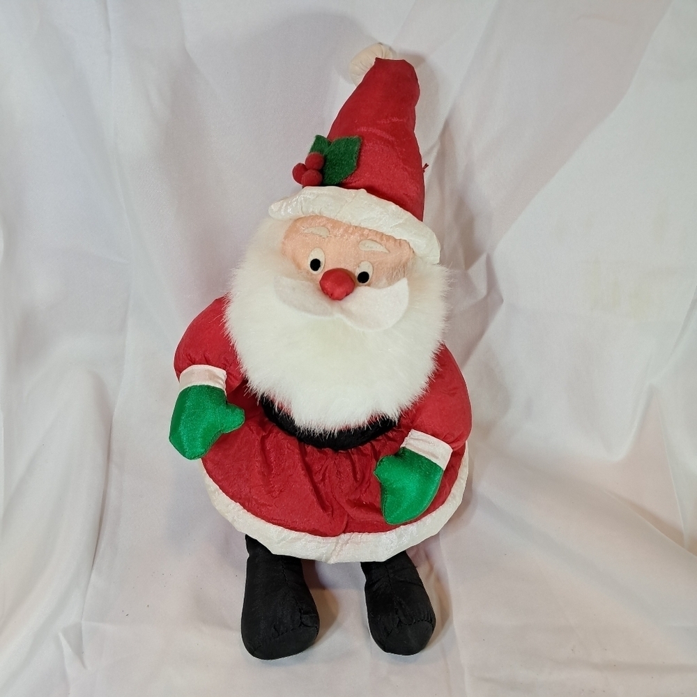 Vintage International Silver Co. Nylon Sitting Santa Claus Plush Stuffed